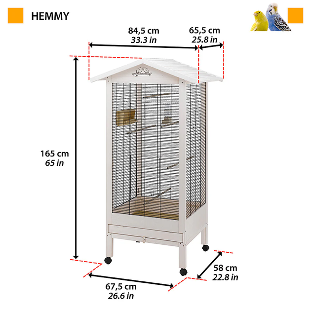 Клетка для канареек и попугаев Ferplast Hemmy деревянный вольер 84,5x65,5x165 cm 56160514 - изображение 2