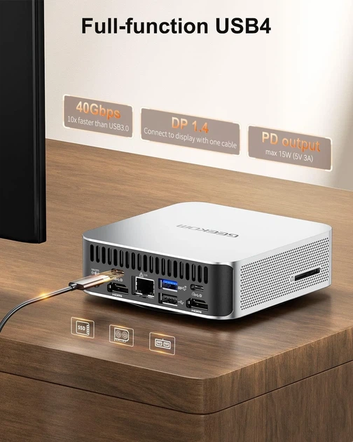 Міні-ПК GEEKOM A7 Ryzen 9 7940HS / RAM 32 / SSD 2TB / AMD Radeon 780M / 2 x HDMI / LAN / Wi-Fi 6 / Bluetooth 5.2 / Windows 11 / Сірий (102104173) - зображення 3