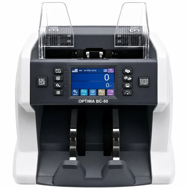 Счетчик банкнот Optima BC-50 — счет микс-пачки, определение номинала, UV/MG/IR/CIS детекция и TFT-дисплей - Фото 1 Счетчик банкнот Optima BC-50 — счет микс-пачки, определение номинала, UV/MG/IR/CIS детекция и TFT-дисплей - изображение 1