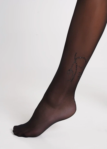 Жіночі колготки з візерунком із люрексової нитки Giulia ADORE 20 (2) 4 Black-nero - изображение 2