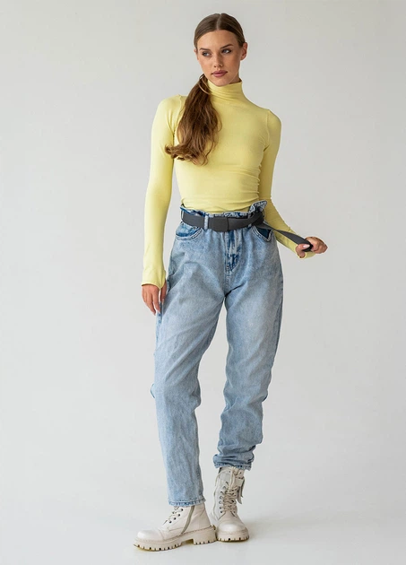Жіноча водолазка в рубчик Giulia FLEX LONGSLEEVE POWER S/M Yellow-lemon grass, еластична водолазка з мікрофібри - зображення 8