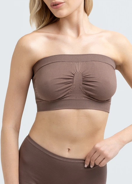 Жіночий безшовний топ з мікрофібри Giulia BANDO L/XL Brown-deep taupe, топ бандо, без бретелей - Фото 7 Жіночий безшовний топ з мікрофібри Giulia BANDO L/XL Brown-deep taupe, топ бандо, без бретелей - зображення 7