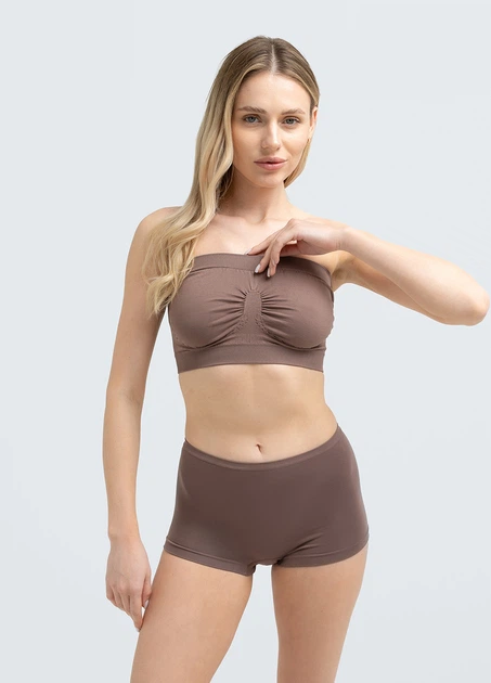 Жіночий безшовний топ з мікрофібри Giulia BANDO L/XL Brown-deep taupe, топ бандо, без бретелей - Фото 10 Жіночий безшовний топ з мікрофібри Giulia BANDO L/XL Brown-deep taupe, топ бандо, без бретелей - зображення 10
