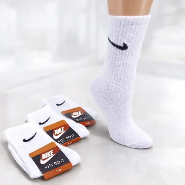 Носки NIKE высокие белые 41-44 набор 30 пар унисекс спортивные хлопковые демисезонные - изображение 2