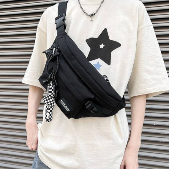 Сумка на пояс бананка жіноча чоловіча текстильна крос-боді нейлонова міська спортивна через плече 3 відділення чорний (AN)34630 - Фото 2 Сумка на пояс бананка жіноча чоловіча текстильна крос-боді нейлонова міська спортивна через плече 3 відділення чорний (AN)34630 - зображення 2
