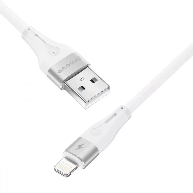 Кабель Proove Soft Silicone USB to Lightning 2.4A (1m) white - зображення 2