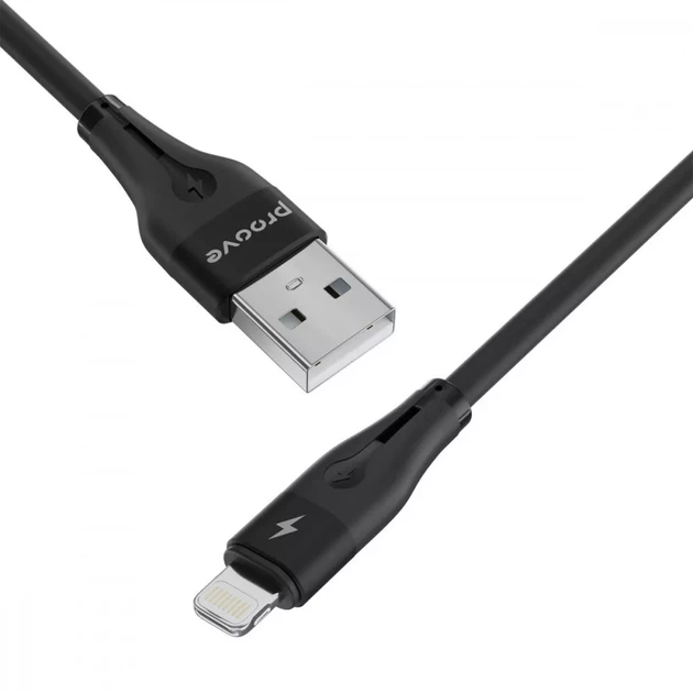 Кабель Proove Soft Silicone USB to Lightning 2.4A (1m) black - зображення 2
