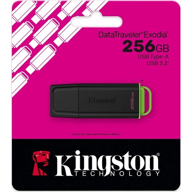 Флеш пам'ять 256GB USB 3.2 Gen 1 DataTraveler Exod ia Black/Green DTXG2/256GB - зображення 2