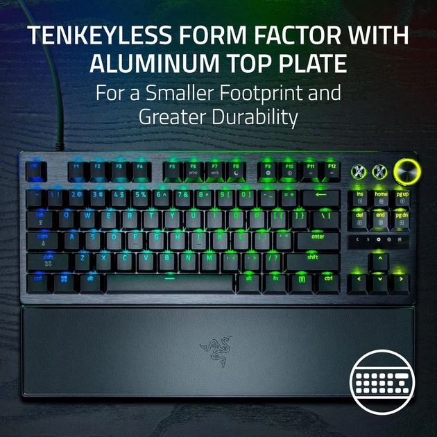 Razer Клавіатура механічна Razer Huntsman V3 Pro TKL 8KHz, 84key, Analog Optical Switch Gen-2, USB-A, EN, RGB, чорний - изображение 11