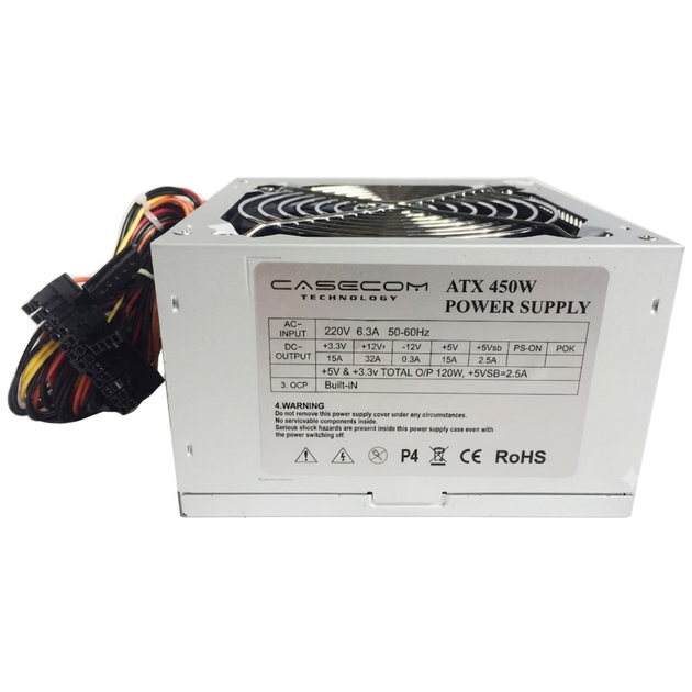 Блок живлення CaseCom CM 450 ATX 450W вентилятор 120 мм Grey - зображення 3
