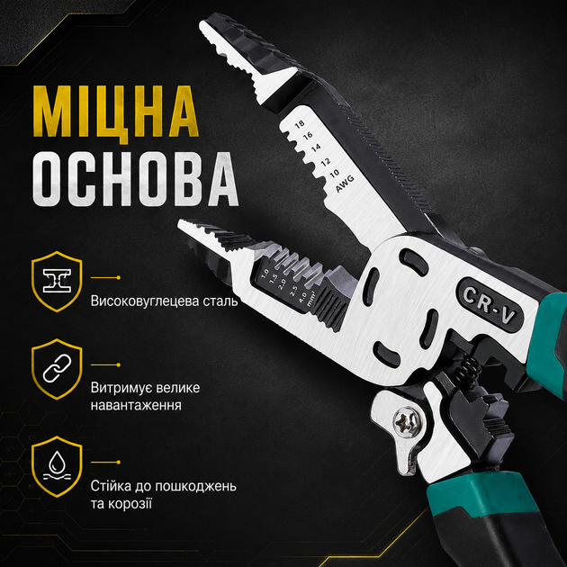 Многофункциональные плоскогубцы из высокоуглеродистой стали для снятия изоляции резки кабеля и зажима - изображение 2