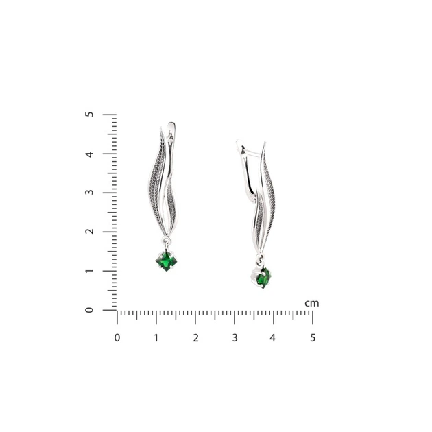 Серьги серебряные Вербочка Emerald 925 Zirkon - изображение 5