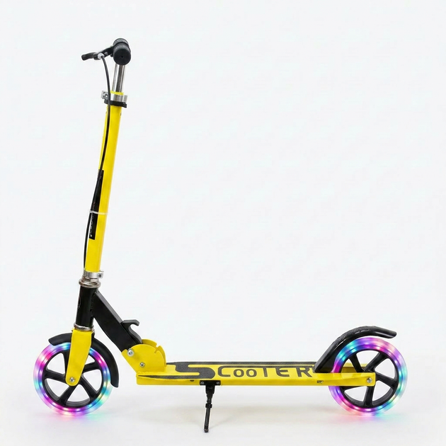 Самокат двухколесный складной с светящимися колесами 200мм Scooter 5252 Yellow - изображение 3