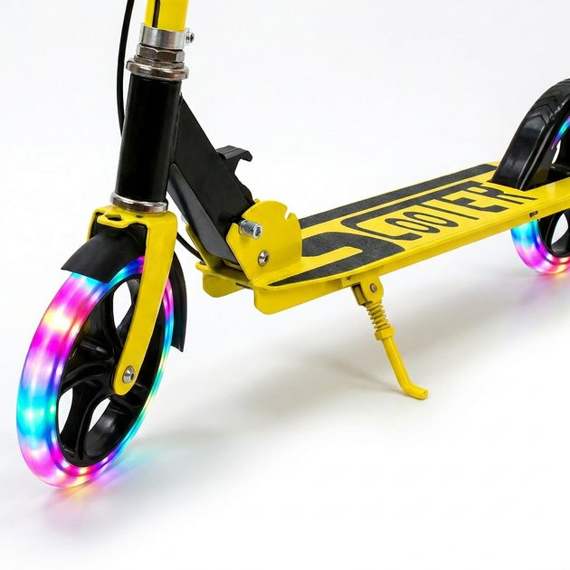Самокат двухколесный складной с светящимися колесами 200мм Scooter 5252 Yellow - изображение 8