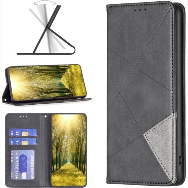 Чехол-книжка с карманами UniCase Geometric Pattern для Xiaomi 17T - Black - изображение 4