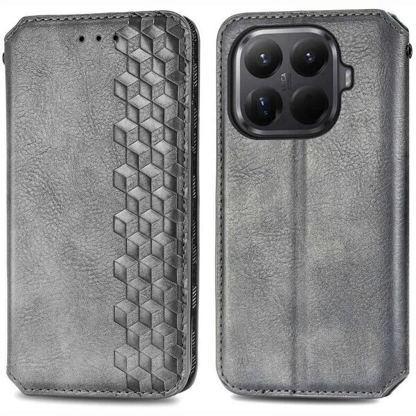 Чехол Deexe Rhombus Wallet для Xiaomi 17T - Grey - изображение 2
