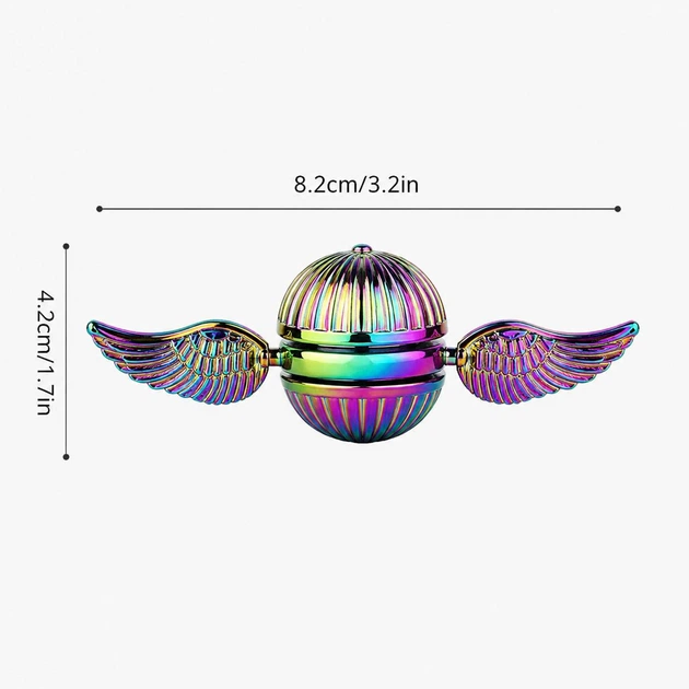 Спиннер с крыльями Golden Snitch металлический радужный, антистресс-игрушка для рук, ручной фиджет-спиннер для детей и взрослых (137980209) - Фото 4 Спиннер с крыльями Golden Snitch металлический радужный, антистресс-игрушка для рук, ручной фиджет-спиннер для детей и взрослых (137980209) - изображение 4