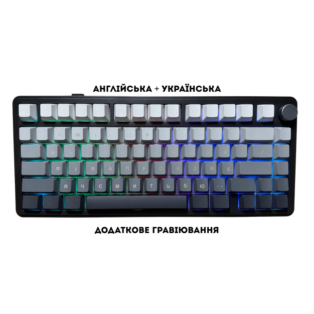Игровая беспроводная механическая клавиатура ATTACK SHARK X85 / Eng+Ukr / Три режима подключения / White Jade Switch / Black - изображение 2