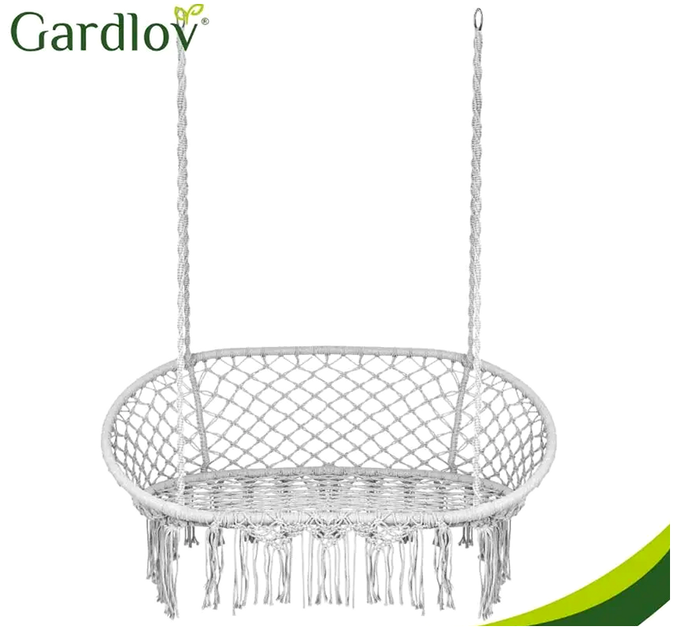 Двухместная садовая качель до 300 кг с подушками 148x126 см серый GARDLOV KT3498 - изображение 3