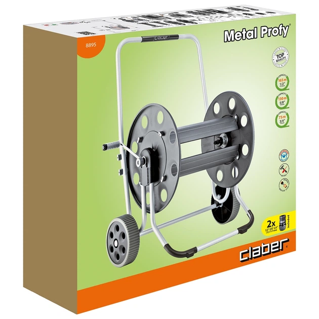 Тележка для поливочного шланга Claber Metal Profy 8895 (1/2-165 м) - Фото 4 Тележка для поливочного шланга Claber Metal Profy 8895 (1/2-165 м) - изображение 4