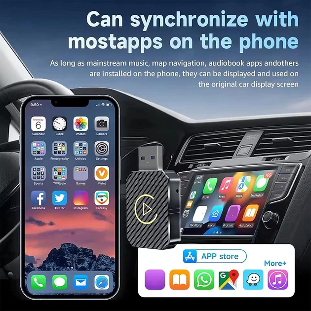 Беспроводной адаптер NEOVSUNY U2C-AIR 2.0, 2-в-1 для Apple CarPlay и Android Auto, быстрое подключение, широкая совместимость, беспроводной CarPlay адаптер, беспроводной Android Auto адаптер - изображение 6