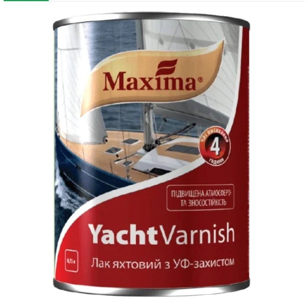 Лак яхтенный алкидно-уретановый глянцевый ТМ "Maxima" - 0,75 л - Фото 1 Лак яхтенный алкидно-уретановый глянцевый ТМ "Maxima" - 0,75 л - изображение 1