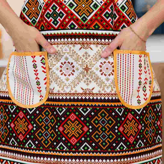 Фартух бавовняний "Карпатський орнамент" 75х55 см - Фото 4 Фартух бавовняний "Карпатський орнамент" 75х55 см - зображення 4