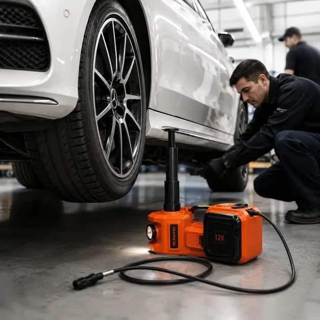 Набір 3в1 електричний домкрат, компресор і ліхтарик, 180W, 12V, 3.5т, ZSY01-X, Помаранчевий - зображення 6
