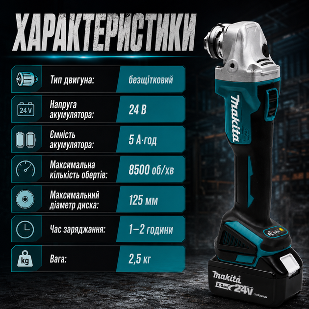 Акумуляторна болгарка Makita - зображення 5