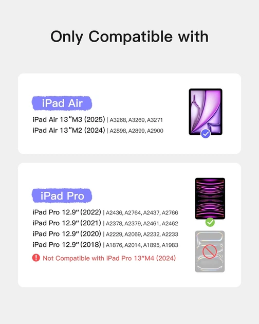 Чохол Inateck з клавіатурою для iPad Air 13 дюймів M4 2026/M3 2025/M2 2024 12,9 дюймів BK2007-13 - зображення 2