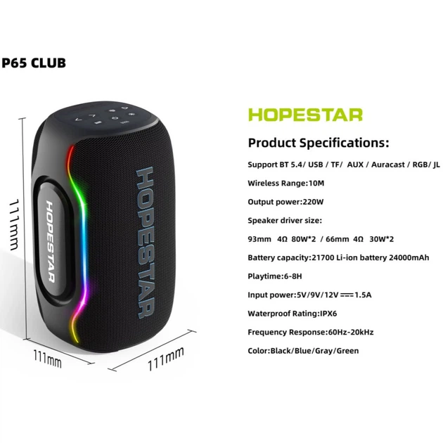 Портативная Bluetooth-колонка Hopestar P65 Club Black - Фото 2 Портативная Bluetooth-колонка Hopestar P65 Club Black - изображение 2