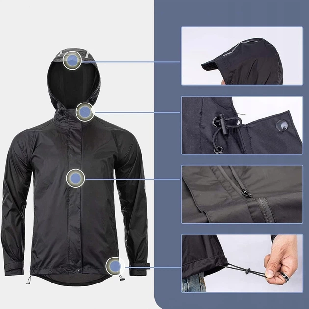 Куртка дощовик Rockbros YPY013BK4XL дихаюча вітрозахисна XXXXL Чорний (Rockbros-YPY013BK4XL) - зображення 2