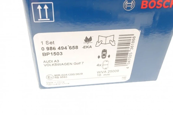 Гальмівні колодки BOSCH 0986494658 Volkswagen Tiguan, Passat, Golf, Touran; Audi A3, TT; Skoda Superb, Kodiaq; Seat Leon 8V0698451A, 8V0698451, 5Q0698451C - зображення 7