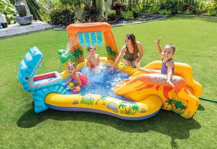 Надувний ігровий центр Intex 57444-2 "Динозаври", 249 х 191 х 109 см, з кульками 16 шт, підстилкою, насосом - зображення 4