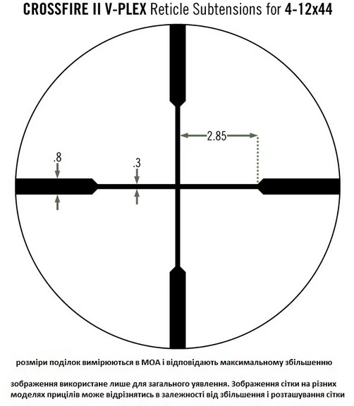 Оптичний приціл Vortex Crossfire II 4-12x44 (V-Plex) (926054) - Фото 7 Оптичний приціл Vortex Crossfire II 4-12x44 (V-Plex) (926054) - зображення 7