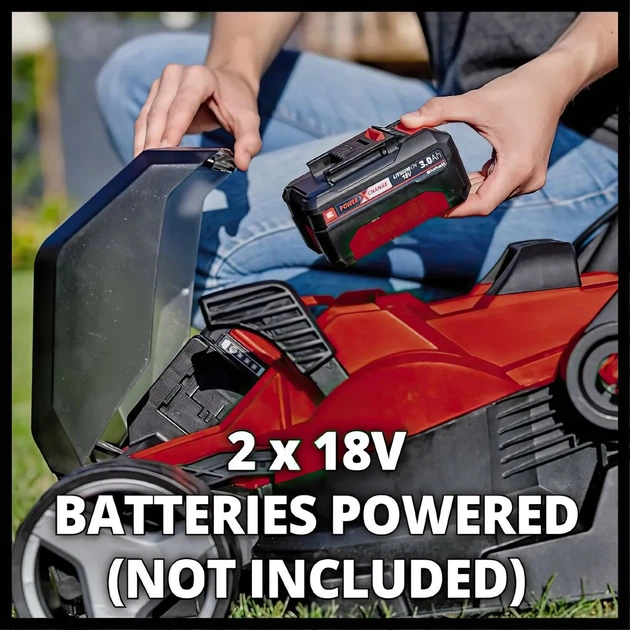 Акумуляторна газонокосарка Einhell PXC GE-CM 36/34-1 Li 36В (18+18) з шириною скошування 33 см, об'ємом травозбірника 30 л, регулю - зображення 2
