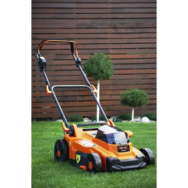 Аккумуляторная газонокосилка SEQUOIA SBL4037B-E2W 40В (20В+20В), 2x4А·ч, ширина кошения 37 см, объем травосборника 35 л, регулировка высоты 25-75 мм, вес 1165 кг - изображение 4