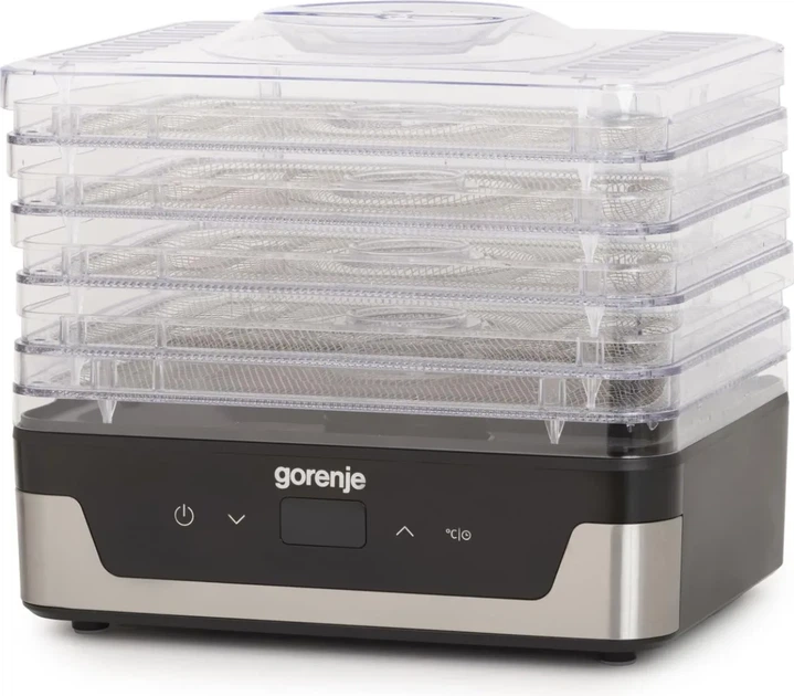 Сушилка для продуктов Gorenje, мощность 230 Вт, 5 поддонов по 28 см, диаметр 29 см, максимальная температура 75°C, электронное управление, белый цвет - изображение 3