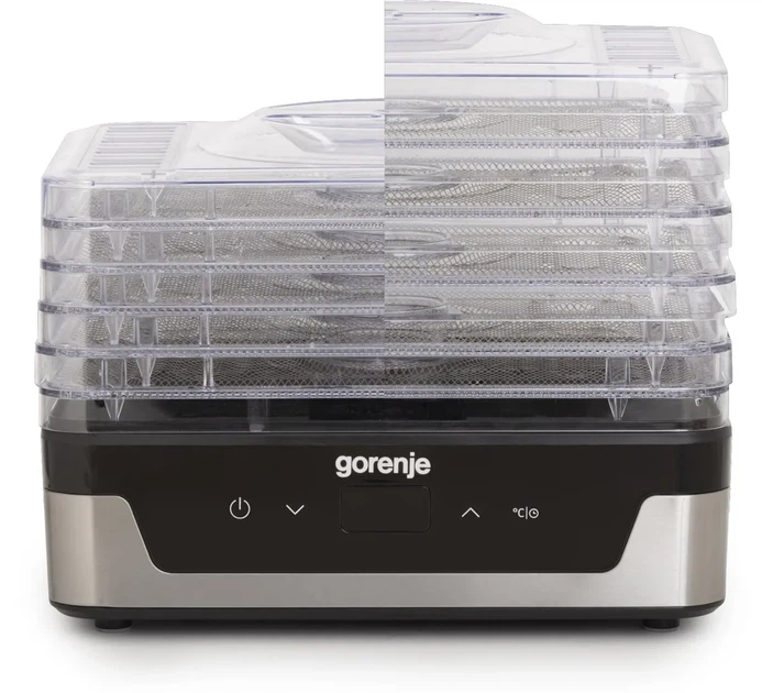 Сушилка для продуктов Gorenje, мощность 230 Вт, 5 поддонов по 28 см, диаметр 29 см, максимальная температура 75°C, электронное управление, белый цвет - изображение 5