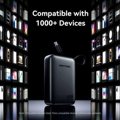 Батарея универсальная Vention 20000 mAh 45W Mini with Built-in USB-C Cable Gray (FHGH0) - Фото 9 Батарея универсальная Vention 20000 mAh 45W Mini with Built-in USB-C Cable Gray (FHGH0) - изображение 9