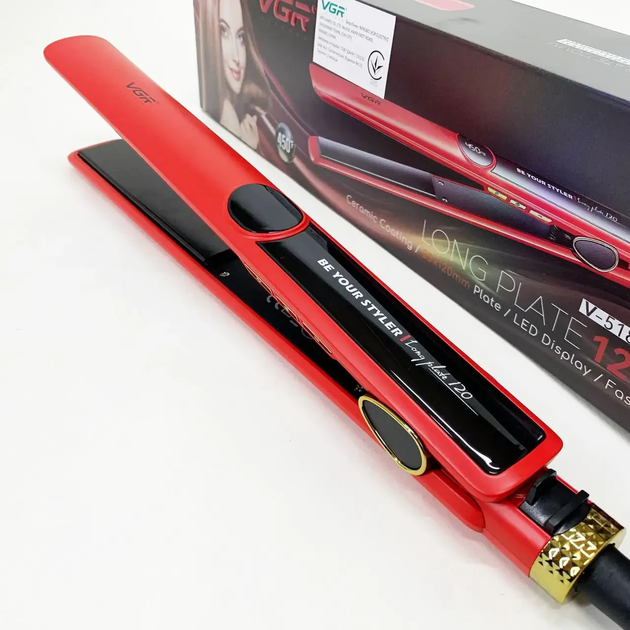 Плойка-выпрямитель для волос VGR V-518 40 Вт с LED дисплеем и керамическими пластинами Red - изображение 6