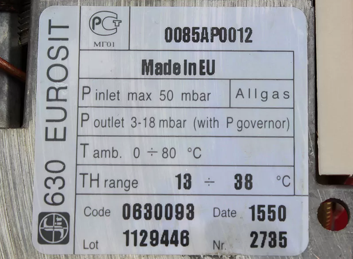 Газовая автоматика (Газовый клапан) 630 EUROSIT для конвекторов (арт. 0.630.093) - изображение 2