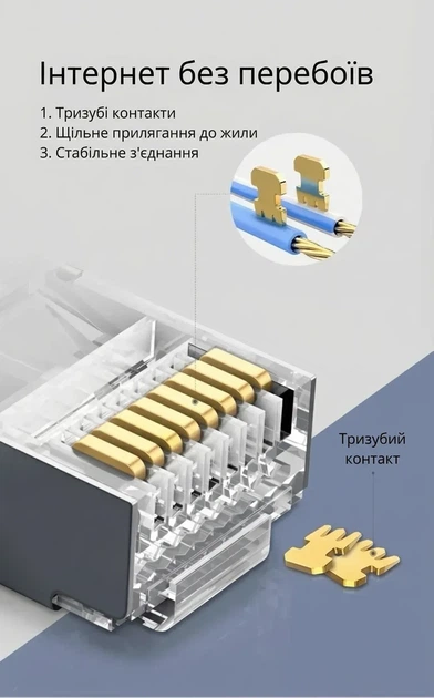 Разъем коннектор UGREEN 8P8C Cat 7/6А Ethernet RJ45 экранированный 100 шт (NW123) - изображение 4