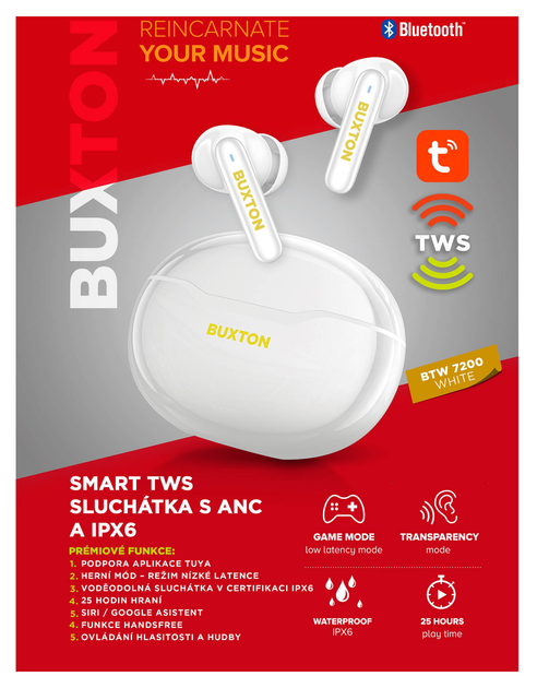 Słuchawki Buxton BTW-7200 TUYA White (8590669391745) - obraz 3