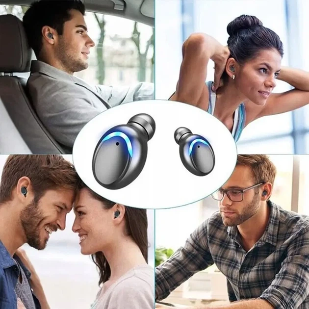 Беспроводные вакуумные Bluetooth-наушники F9 с зарядным кейсом и LED-дисплеем, Черные - изображение 7