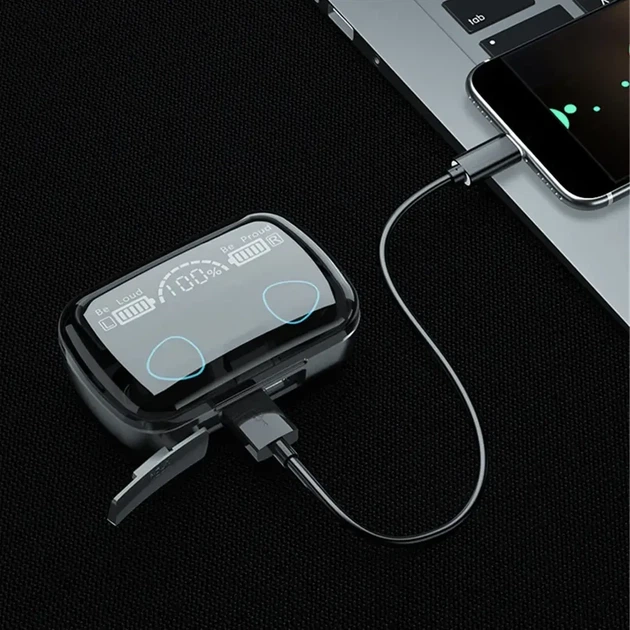 Беспроводные Bluetooth наушники с дисплеем и микрофоном TWS M10, Черный / Блютуз наушники с функцией PowerBank - Фото 8 Беспроводные Bluetooth наушники с дисплеем и микрофоном TWS M10, Черный / Блютуз наушники с функцией PowerBank - изображение 8