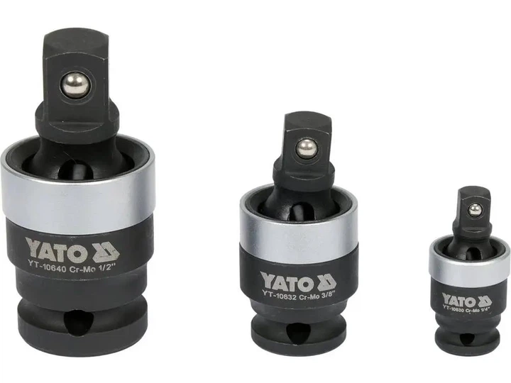 Комплект ударних карданних з'єднань 1/4" 3/8" 1/2" YATO YT-10642 CrMo SCM-440 для гайковертів та автосервісу - зображення 3