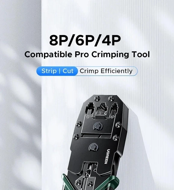 Обтискні кліщі Ugreen кримпер для обтискання конекторів RJ45 RJ12 RJ11 RJ10 RJ9 Green (NW304) - Фото 7 Обтискні кліщі Ugreen кримпер для обтискання конекторів RJ45 RJ12 RJ11 RJ10 RJ9 Green (NW304) - зображення 7