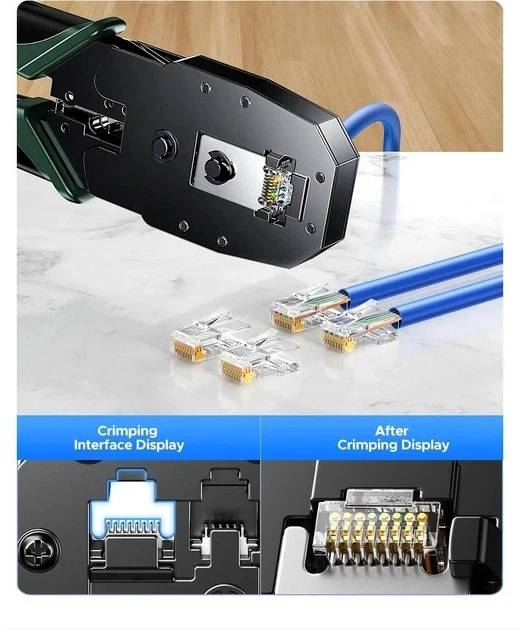 Обтискні кліщі Ugreen кримпер для обтискання конекторів RJ45 RJ12 RJ11 RJ10 RJ9 Green (NW304) - Фото 2 Обтискні кліщі Ugreen кримпер для обтискання конекторів RJ45 RJ12 RJ11 RJ10 RJ9 Green (NW304) - зображення 2