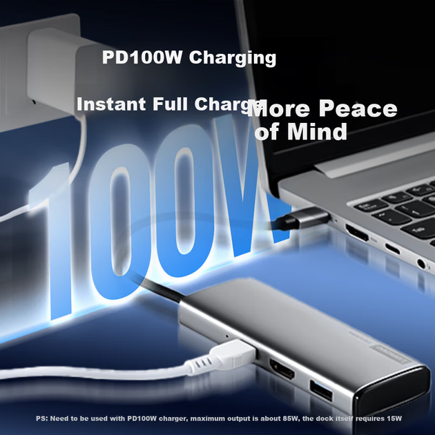Док-станция Lenovo Type-C, USB 3.2-концентратор, передача данных 10 Гбит/с, преобразователь HDMI 4K 60 Гц, док-станция расширения PD100W, BY06-C2 (металлический корпус) - Фото 7 Док-станция Lenovo Type-C, USB 3.2-концентратор, передача данных 10 Гбит/с, преобразователь HDMI 4K 60 Гц, док-станция расширения PD100W, BY06-C2 (металлический корпус) - изображение 7